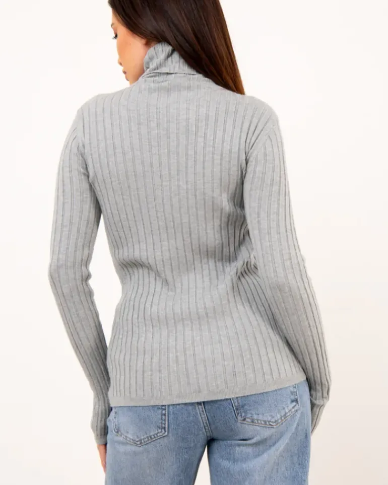 Pull col roulé stries
