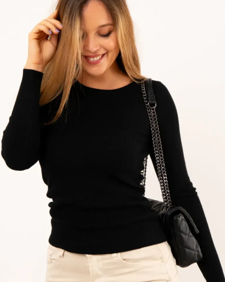 Pull strie col rond