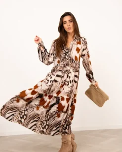 Robe longue imprimé animal