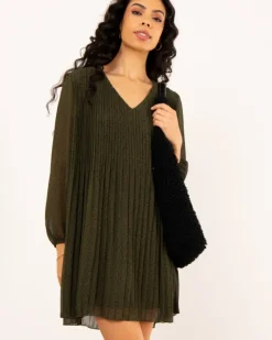 Robe plissée kaki