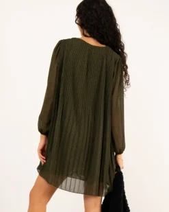 Robe plissée kaki