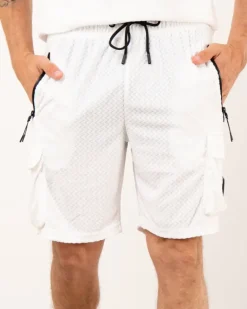 Short texturé zip