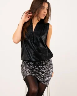 Top brillant croisé