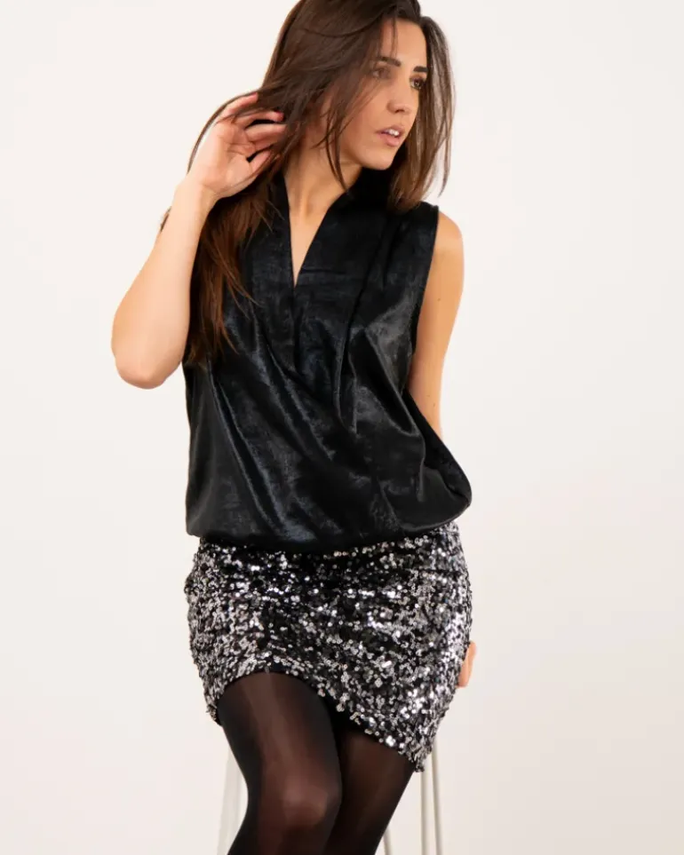 Top brillant croisé