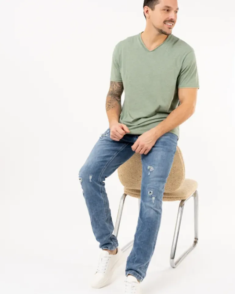 T-shirt col en v