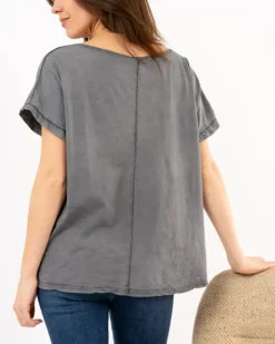 T-Shirt délavé coeurs