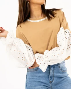 T-shirt manches dentelle