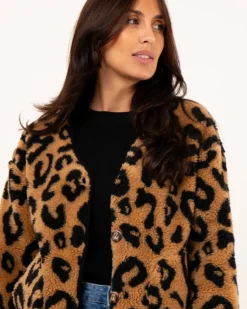Veste bouclette léopard