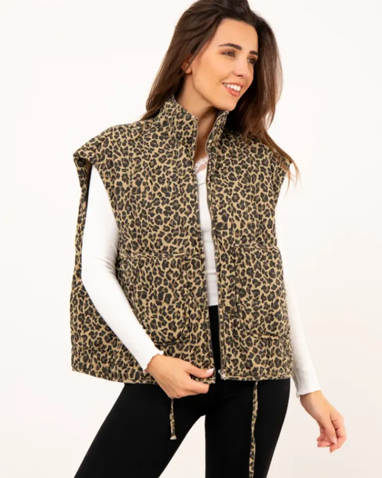 Veste léopard sans manches