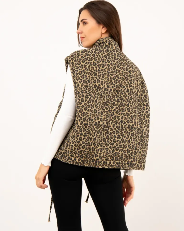Veste léopard sans manches