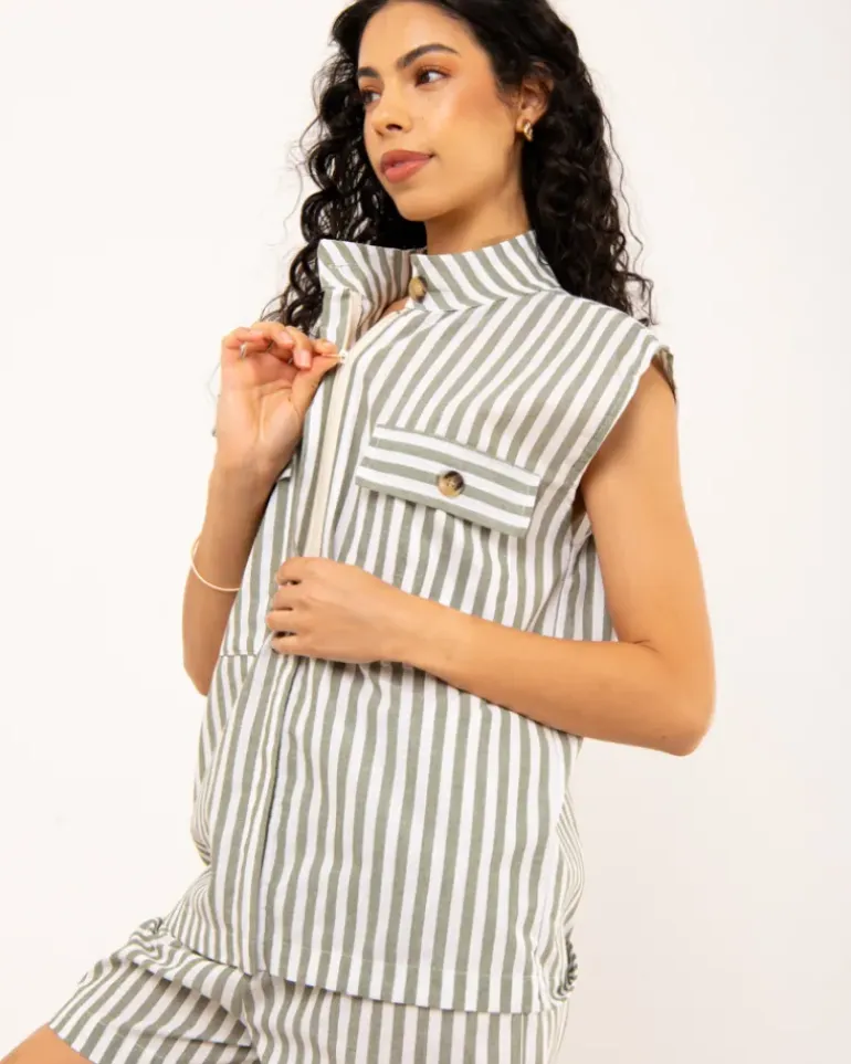 Veste rayée sans manches
